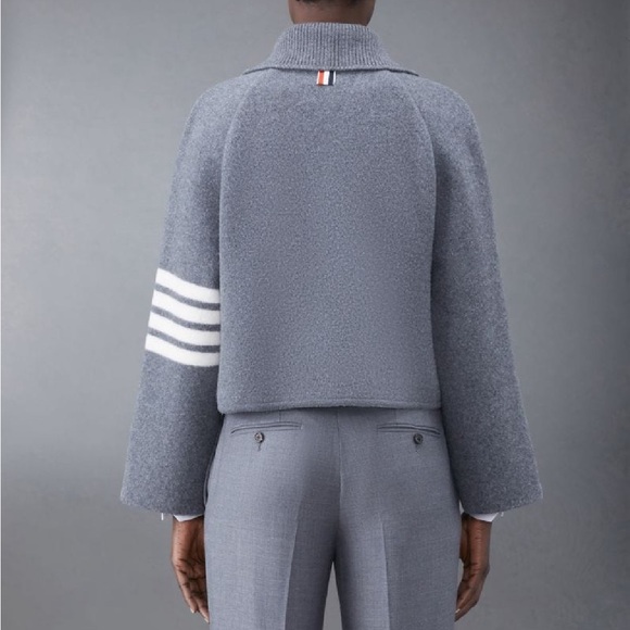 Thom Browne Boiled Wool Milano 4-BAR Cropped Car Coat - Picture 2 of 4